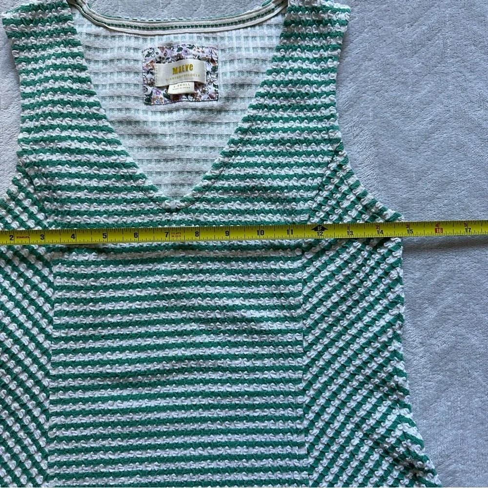 Maeve Anthropologie Peplum Textured Tank Green White Size XS - Picture 5 of 7